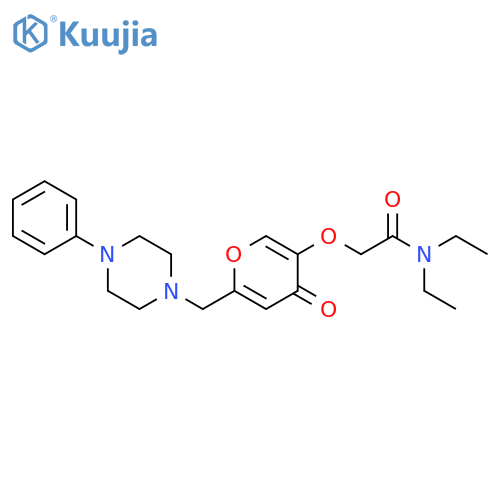 N,N-diethyl-2-({4-oxo-6-(4-phenylpiperazin-1-yl)methyl-4H-pyran-3-yl}oxy)acetamide structure