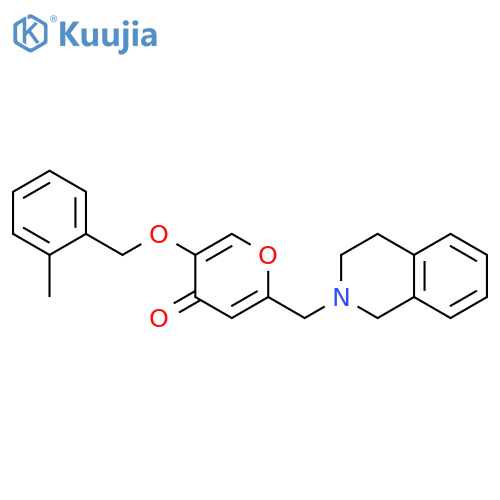 5-(2-methylphenyl)methoxy-2-(1,2,3,4-tetrahydroisoquinolin-2-yl)methyl-4H-pyran-4-one structure
