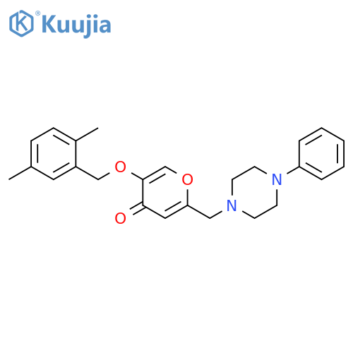 5-(2,5-dimethylphenyl)methoxy-2-(4-phenylpiperazin-1-yl)methyl-4H-pyran-4-one structure