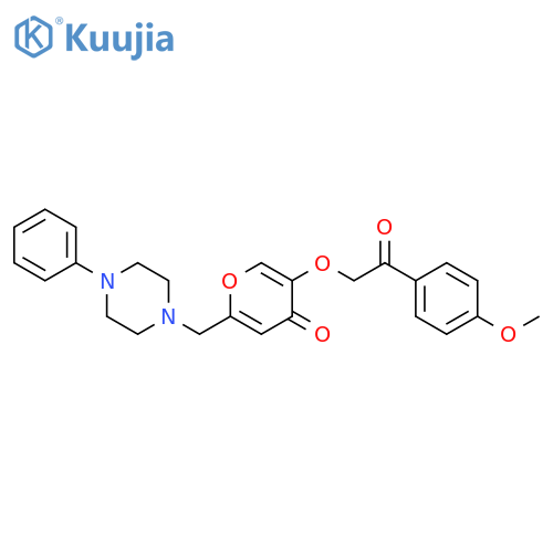 5-2-(4-methoxyphenyl)-2-oxoethoxy-2-(4-phenylpiperazin-1-yl)methyl-4H-pyran-4-one structure