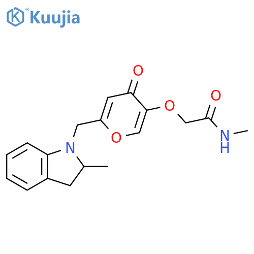 N-methyl-2-({6-(2-methyl-2,3-dihydro-1H-indol-1-yl)methyl-4-oxo-4H-pyran-3-yl}oxy)acetamide structure