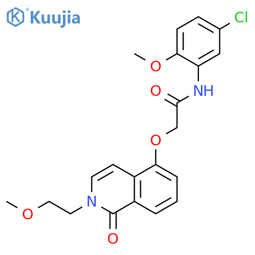 N-(5-chloro-2-methoxyphenyl)-2-{2-(2-methoxyethyl)-1-oxo-1,2-dihydroisoquinolin-5-yloxy}acetamide structure