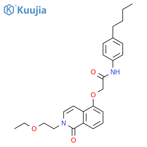 N-(4-butylphenyl)-2-{2-(2-ethoxyethyl)-1-oxo-1,2-dihydroisoquinolin-5-yloxy}acetamide structure