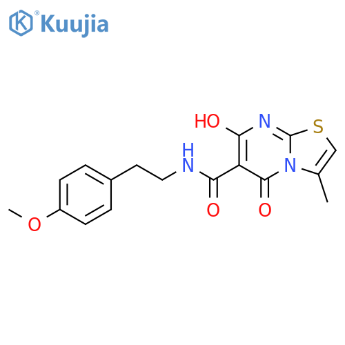 7-hydroxy-N-2-(4-methoxyphenyl)ethyl-3-methyl-5-oxo-5H-1,3thiazolo3,2-apyrimidine-6-carboxamide structure