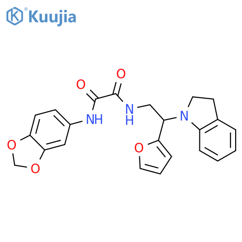 N'-(2H-1,3-benzodioxol-5-yl)-N-2-(2,3-dihydro-1H-indol-1-yl)-2-(furan-2-yl)ethylethanediamide structure