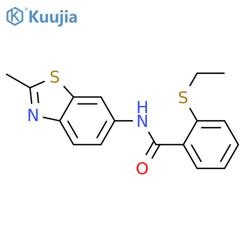 2-(ethylsulfanyl)-N-(2-methyl-1,3-benzothiazol-6-yl)benzamide structure