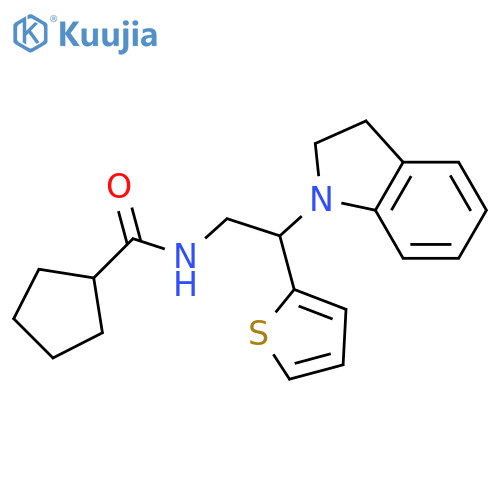 N-2-(2,3-dihydro-1H-indol-1-yl)-2-(thiophen-2-yl)ethylcyclopentanecarboxamide structure