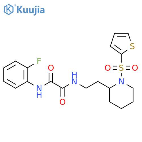 N'-(2-fluorophenyl)-N-{2-1-(thiophene-2-sulfonyl)piperidin-2-ylethyl}ethanediamide structure