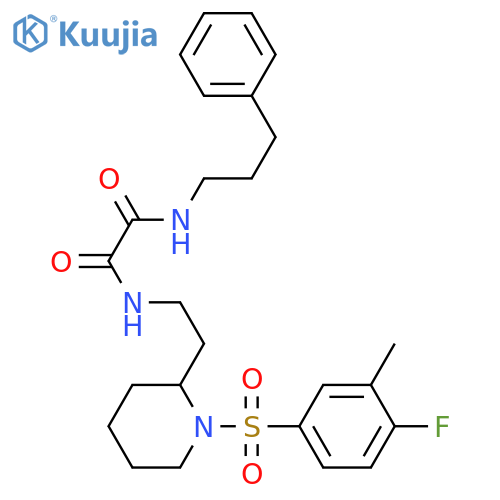 N-{2-1-(4-fluoro-3-methylbenzenesulfonyl)piperidin-2-ylethyl}-N'-(3-phenylpropyl)ethanediamide structure