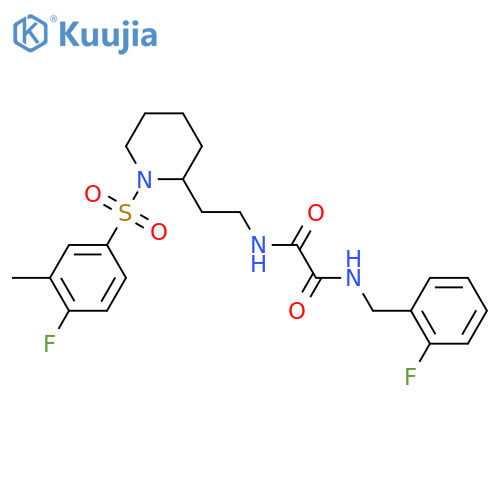 N-{2-1-(4-fluoro-3-methylbenzenesulfonyl)piperidin-2-ylethyl}-N'-(2-fluorophenyl)methylethanediamide structure
