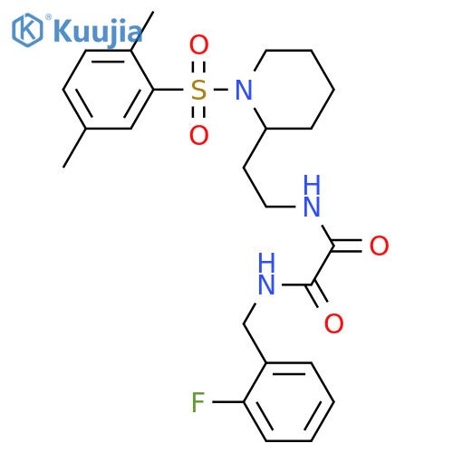 N-{2-1-(2,5-dimethylbenzenesulfonyl)piperidin-2-ylethyl}-N'-(2-fluorophenyl)methylethanediamide structure