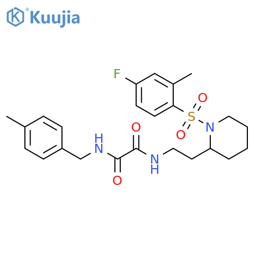 N-{2-1-(4-fluoro-2-methylbenzenesulfonyl)piperidin-2-ylethyl}-N'-(4-methylphenyl)methylethanediamide structure
