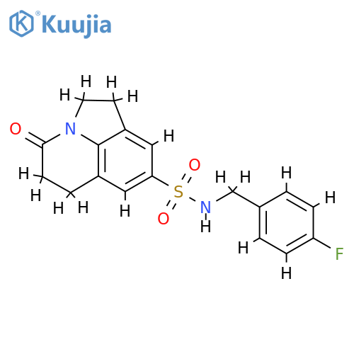 N-(4-fluorophenyl)methyl-11-oxo-1-azatricyclo6.3.1.0^{4,12}dodeca-4(12),5,7-triene-6-sulfonamide structure