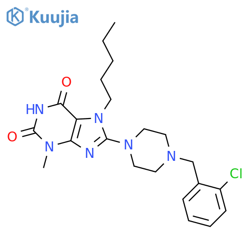 8-{4-(2-chlorophenyl)methylpiperazin-1-yl}-3-methyl-7-pentyl-2,3,6,7-tetrahydro-1H-purine-2,6-dione structure