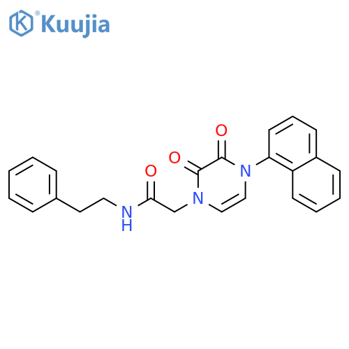 2-4-(naphthalen-1-yl)-2,3-dioxo-1,2,3,4-tetrahydropyrazin-1-yl-N-(2-phenylethyl)acetamide structure