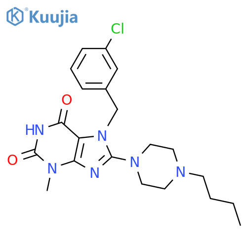 8-(4-butylpiperazin-1-yl)-7-(3-chlorophenyl)methyl-3-methyl-2,3,6,7-tetrahydro-1H-purine-2,6-dione structure
