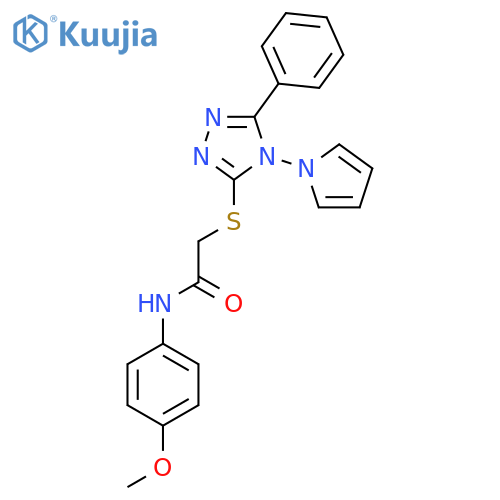 N-(4-methoxyphenyl)-2-{5-phenyl-4-(1H-pyrrol-1-yl)-4H-1,2,4-triazol-3-ylsulfanyl}acetamide structure
