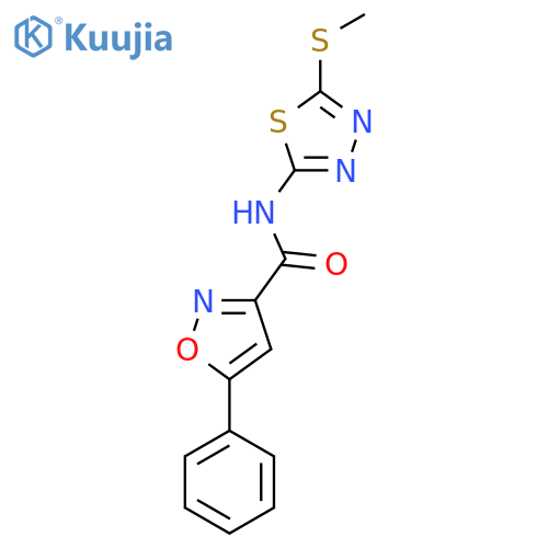 N-5-(methylsulfanyl)-1,3,4-thiadiazol-2-yl-5-phenyl-1,2-oxazole-3-carboxamide structure
