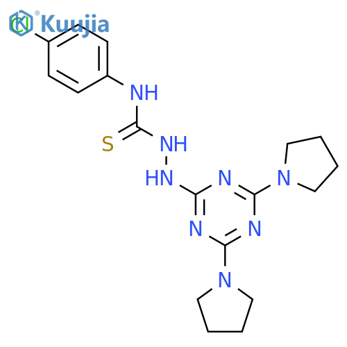 3-{4,6-bis(pyrrolidin-1-yl)-1,3,5-triazin-2-ylamino}-1-(4-chlorophenyl)thiourea structure