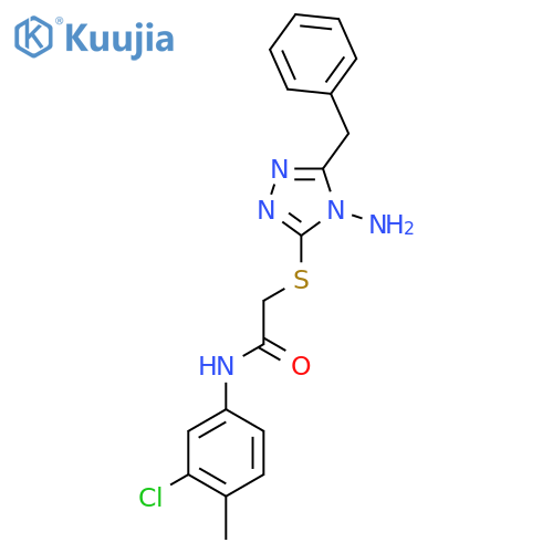 2-(4-amino-5-benzyl-4H-1,2,4-triazol-3-yl)sulfanyl-N-(3-chloro-4-methylphenyl)acetamide structure