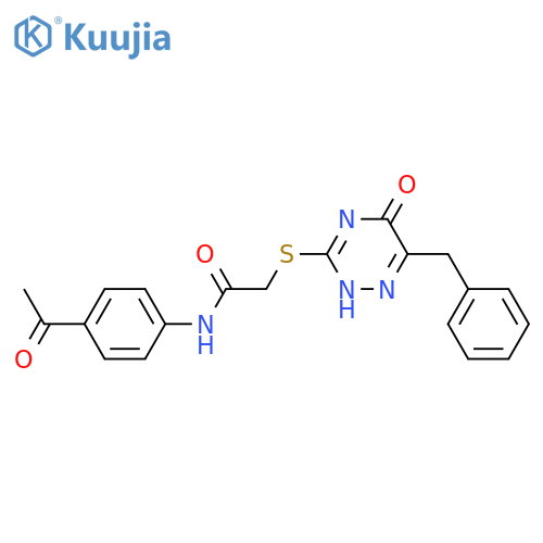 N-(4-acetylphenyl)-2-(6-benzyl-5-oxo-4,5-dihydro-1,2,4-triazin-3-yl)sulfanylacetamide structure