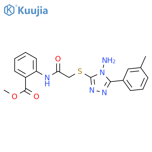methyl 2-(2-{4-amino-5-(3-methylphenyl)-4H-1,2,4-triazol-3-ylsulfanyl}acetamido)benzoate structure