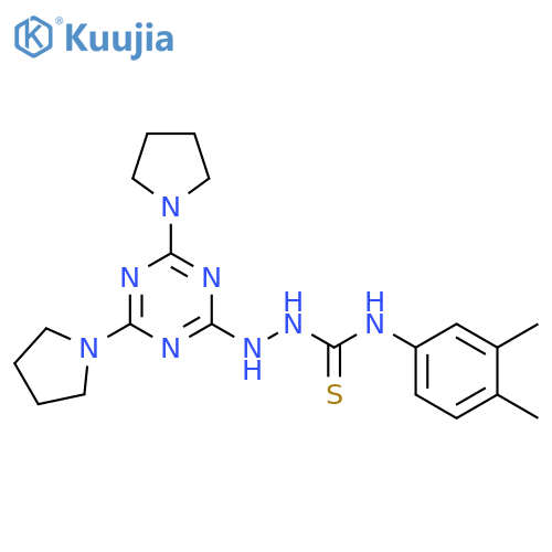 3-{4,6-bis(pyrrolidin-1-yl)-1,3,5-triazin-2-ylamino}-1-(3,4-dimethylphenyl)thiourea structure