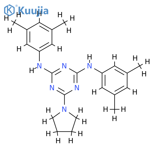 N2,N4-bis(3,5-dimethylphenyl)-6-(pyrrolidin-1-yl)-1,3,5-triazine-2,4-diamine structure