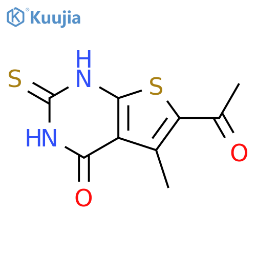6-acetyl-5-methyl-2-sulfanylidene-1H,2H,3H,4H-thieno2,3-dpyrimidin-4-one structure