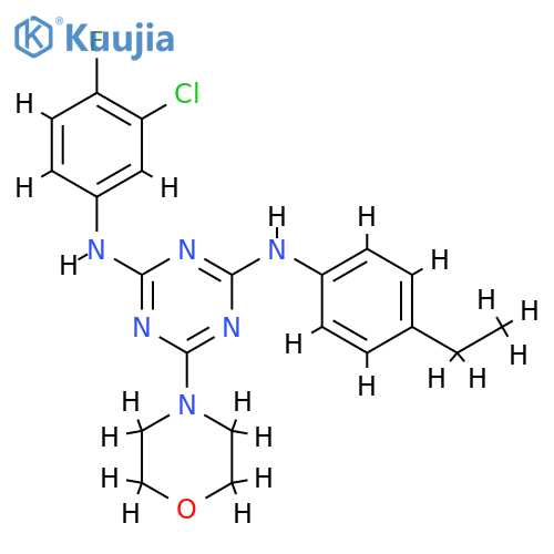 N2-(3-chloro-4-fluorophenyl)-N4-(4-ethylphenyl)-6-(morpholin-4-yl)-1,3,5-triazine-2,4-diamine structure