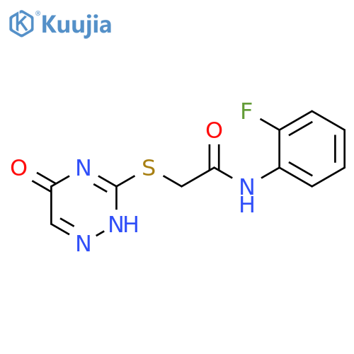 N-(2-fluorophenyl)-2-(5-oxo-4,5-dihydro-1,2,4-triazin-3-yl)sulfanylacetamide structure