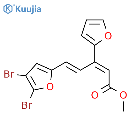 2,4-Pentadienoic acid, 5-(4,5-dibromo-2-furanyl)-3-(2-furanyl)-, methylester, (E,E)- structure