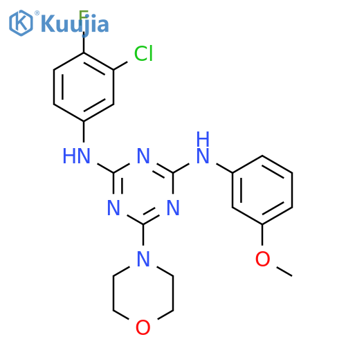 N2-(3-chloro-4-fluorophenyl)-N4-(3-methoxyphenyl)-6-(morpholin-4-yl)-1,3,5-triazine-2,4-diamine structure