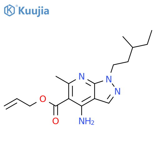 1H-Pyrazolo[3,4-b]pyridine-5-carboxylic acid,4-amino-6-methyl-1-(3-methylpentyl)-, 2-propenyl ester structure