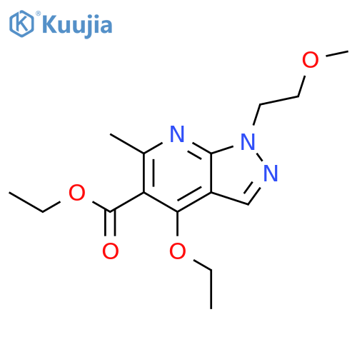 1H-Pyrazolo[3,4-b]pyridine-5-carboxylic acid, 4-ethoxy-1-(2-methoxyethyl)-6-methyl-, ethyl ester structure