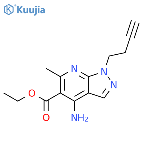 1H-Pyrazolo[3,4-b]pyridine-5-carboxylic acid, 4-amino-1-(3-butyn-1-yl)-6-methyl-, ethyl ester structure