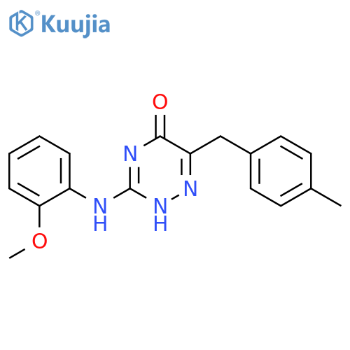3-(2-methoxyphenyl)amino-6-(4-methylphenyl)methyl-4,5-dihydro-1,2,4-triazin-5-one structure