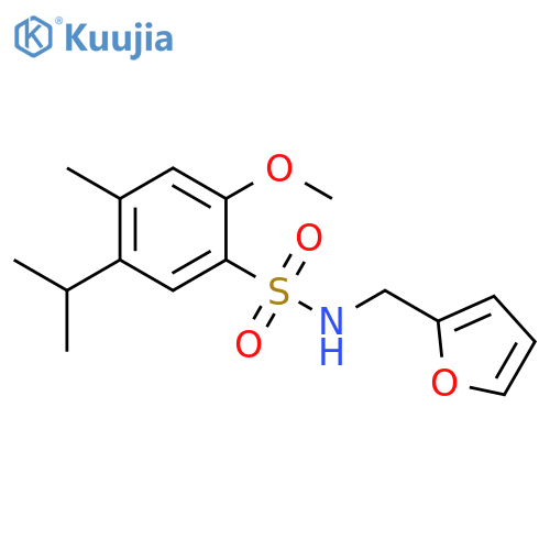 N-(furan-2-yl)methyl-2-methoxy-4-methyl-5-(propan-2-yl)benzene-1-sulfonamide structure