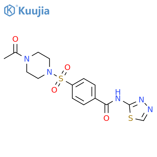 4-(4-acetylpiperazin-1-yl)sulfonyl-N-(1,3,4-thiadiazol-2-yl)benzamide structure