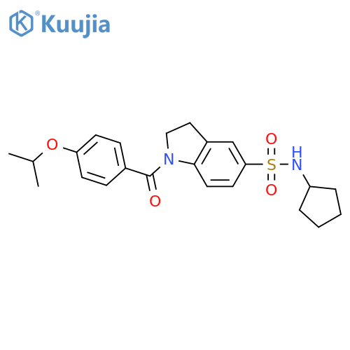 N-cyclopentyl-1-4-(propan-2-yloxy)benzoyl-2,3-dihydro-1H-indole-5-sulfonamide structure