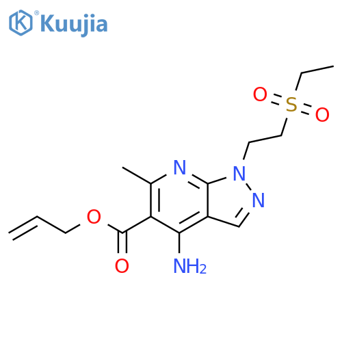 1H-Pyrazolo[3,4-b]pyridine-5-carboxylic acid, 4-amino-1-[2-(ethylsulfonyl)ethyl]-6-methyl-, 2-propen-1-yl ester structure