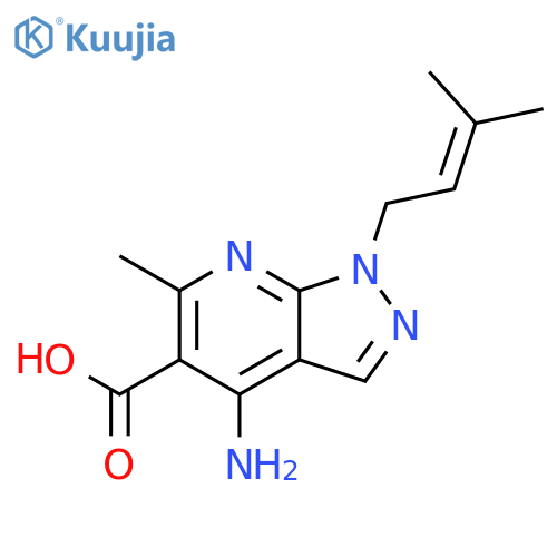 1H-Pyrazolo[3,4-b]pyridine-5-carboxylic acid, 4-amino-6-methyl-1-(3-methyl-2-buten-1-yl)- structure