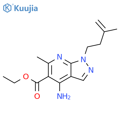 1H-Pyrazolo[3,4-b]pyridine-5-carboxylic acid, 4-amino-6-methyl-1-(3-methyl-3-buten-1-yl)-, ethyl ester structure