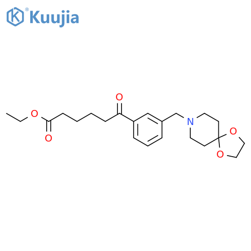 Ethyl 6-3-8-(1,4-dioxa-8-azaspiro-4.5decyl)methylphenyl-6-oxohexanoate structure