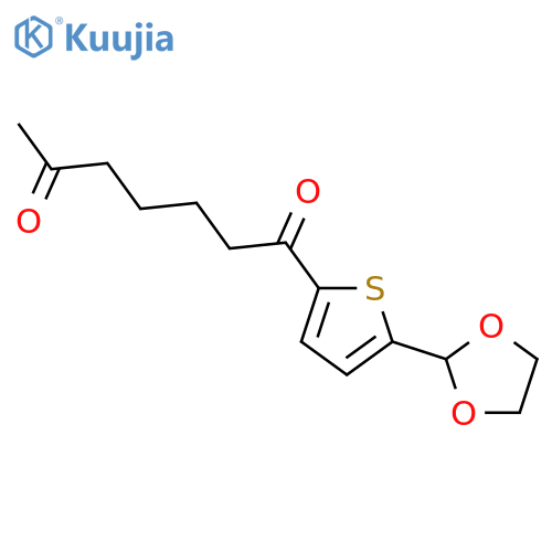 5-(1,3-Dioxolan-2-yl)-2-thienyl 5-oxohexyl ketone structure