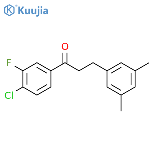 1-(4-chloro-3-fluorophenyl)-3-(3,5-dimethylphenyl)propan-1-one structure