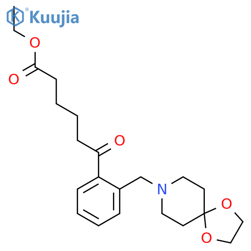 Ethyl 6-2-8-(1,4-dioxa-8-azaspiro-4.5decyl)methylphenyl-6-oxohexanoate structure