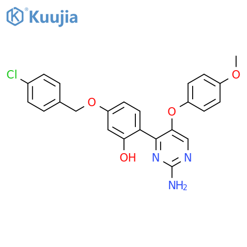 2-2-amino-5-(4-methoxyphenoxy)pyrimidin-4-yl-5-(4-chlorophenyl)methoxyphenol structure