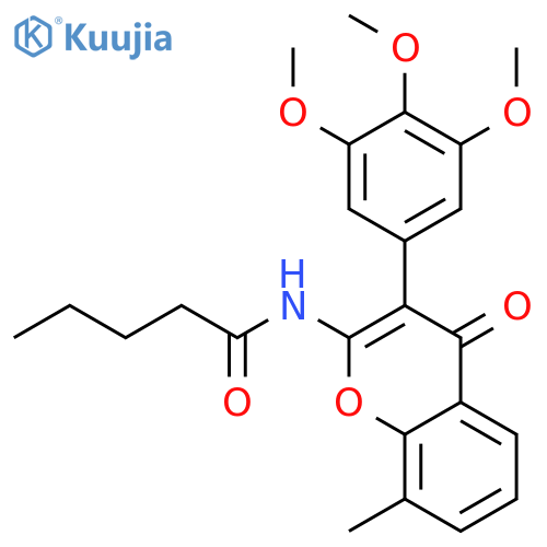 N-8-methyl-4-oxo-3-(3,4,5-trimethoxyphenyl)-4H-chromen-2-ylpentanamide structure