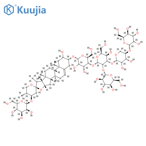 [(24S,25S)-24-(β-D-Glucopyranosyloxy)-2α-hydroxyspirost-5-en-3β-yl]4-O-[2-O-(β-D-glucopyranosyl)-3-O-[4-O-(β-D-glucopyranosyl)-β-D-xylopyranosyl]-β-D-glucopyranosyl]-β-D-galactopyranoside structure
